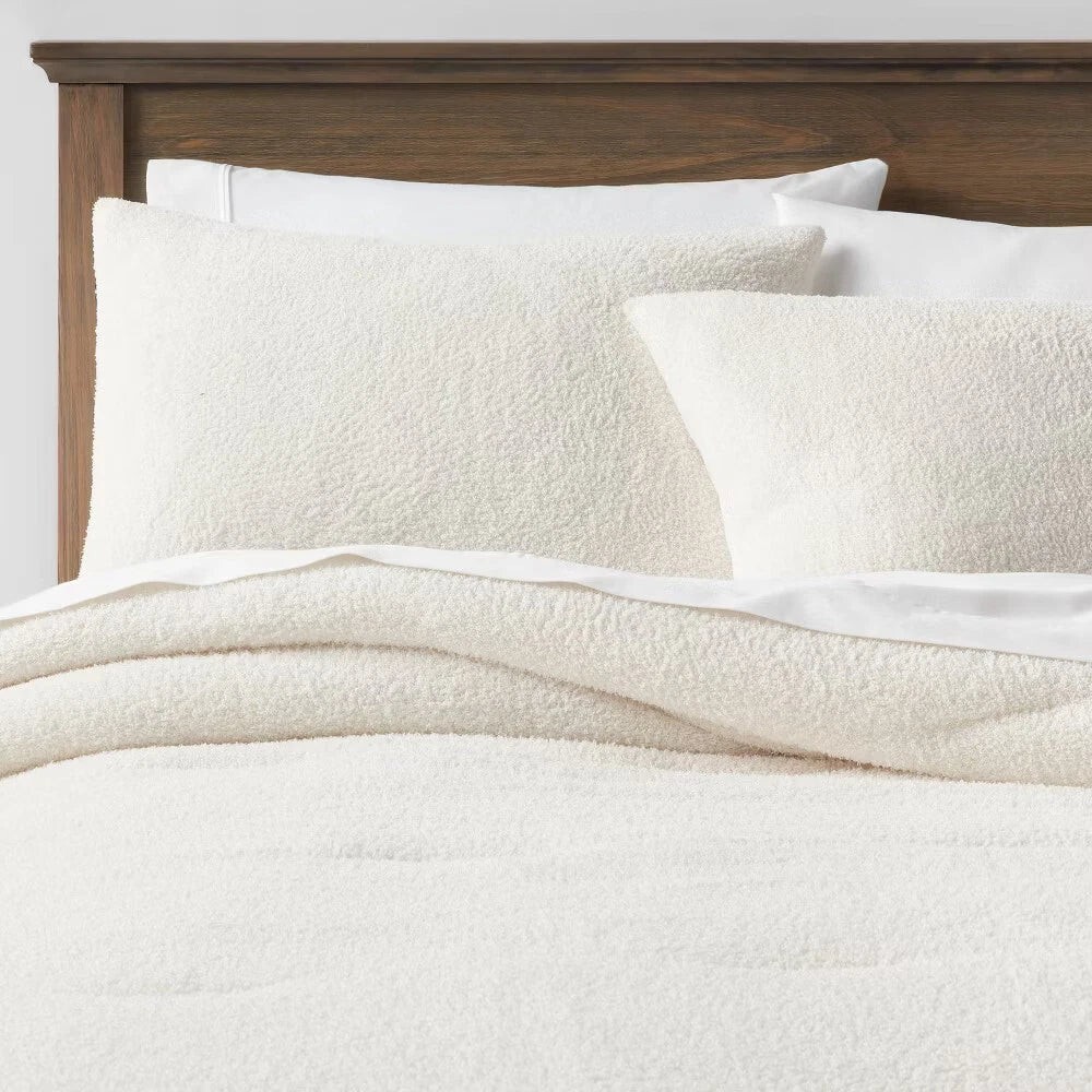 Full/Queen Cozy Chenille Comforter & Sham Set Cream - Threshold™: